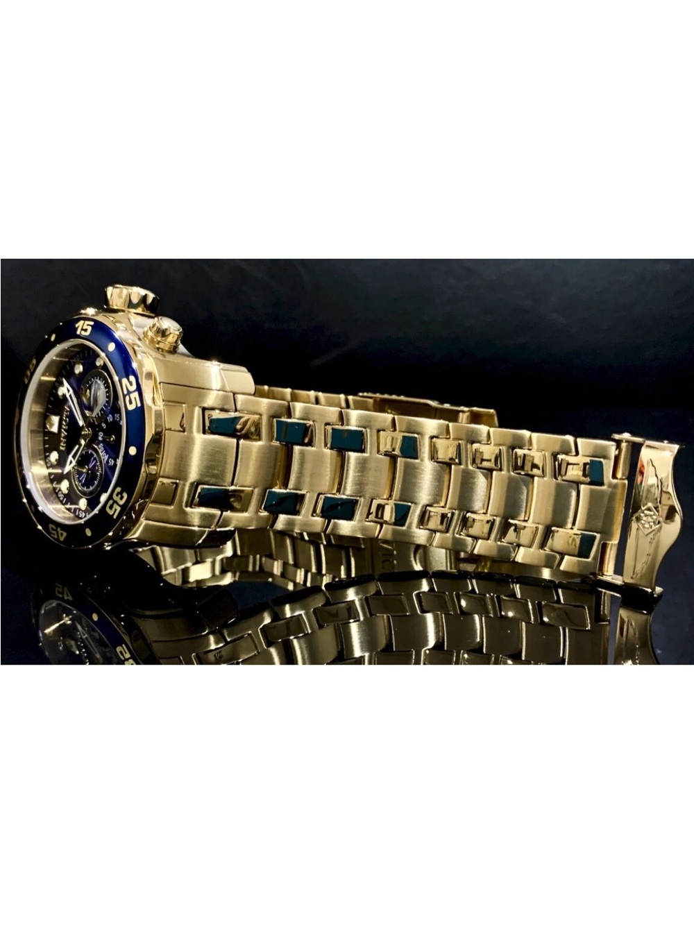 Invicta Men’s PRO DIVER SCUBA Chronograph Blue Dial 18kt Gold Plated Watch. 0073 - Picture 8 of 12